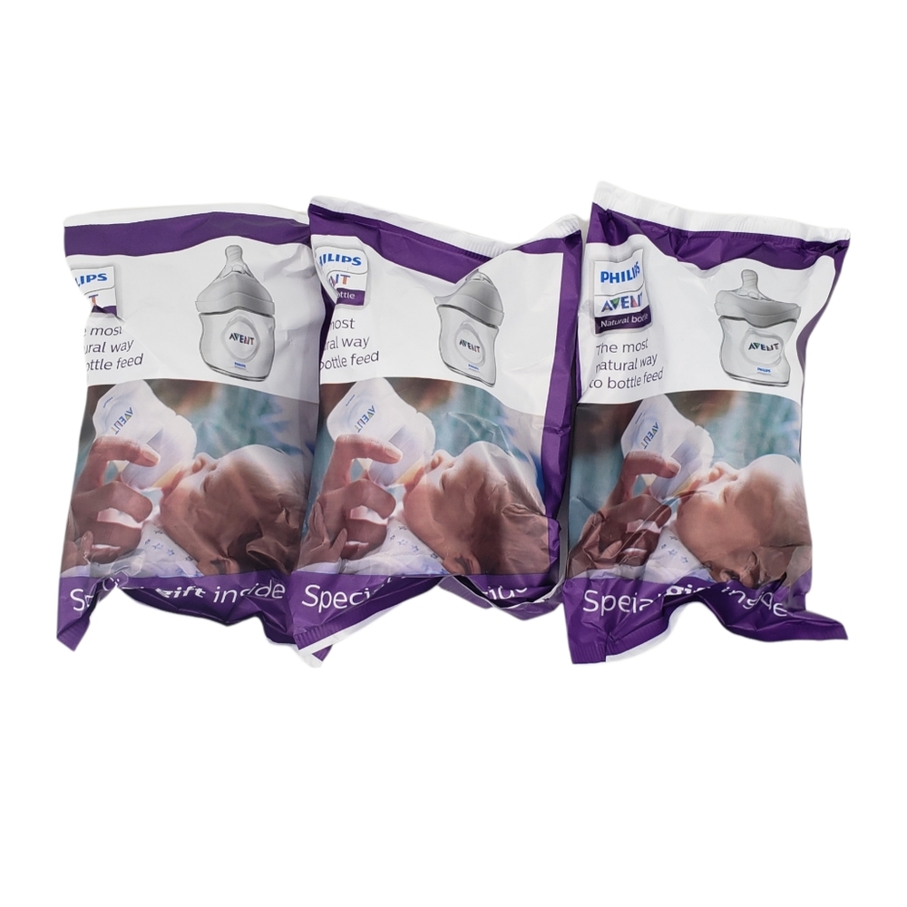 Philips Avent 4 Ounce Natural Baby Bottles Clear Lot Of 3 Brand New Seal…